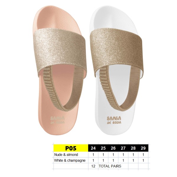 P05 - Claquettes Enfant avec élastique - du 24 au 29 - 2 couleurs - 12 paires